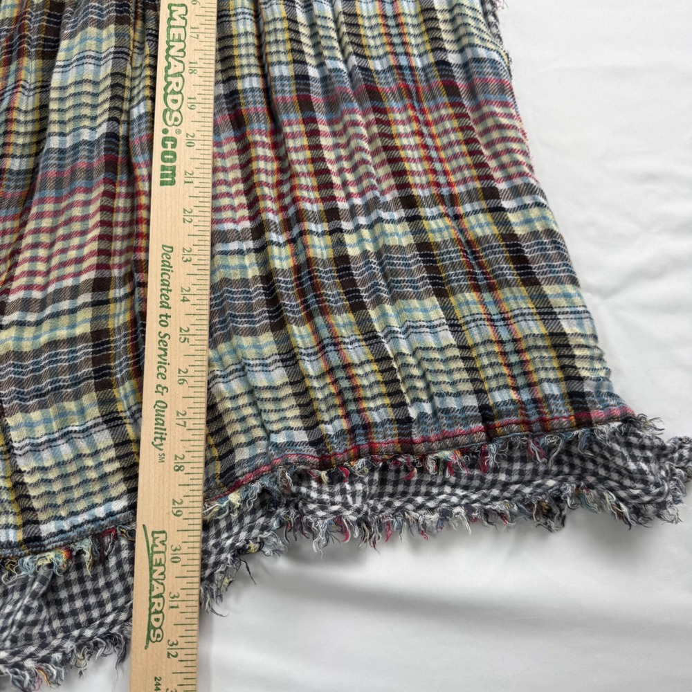 Free People Plaid Oversized‎ Tunic Top Button Front Frayed Hem Size M Festival - Picture 5 of 8